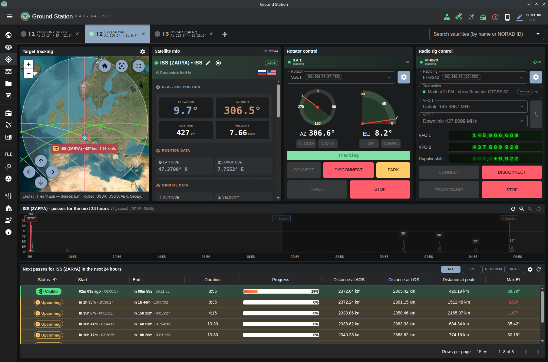 Multi-target tracking console focused on ISS (desktop)